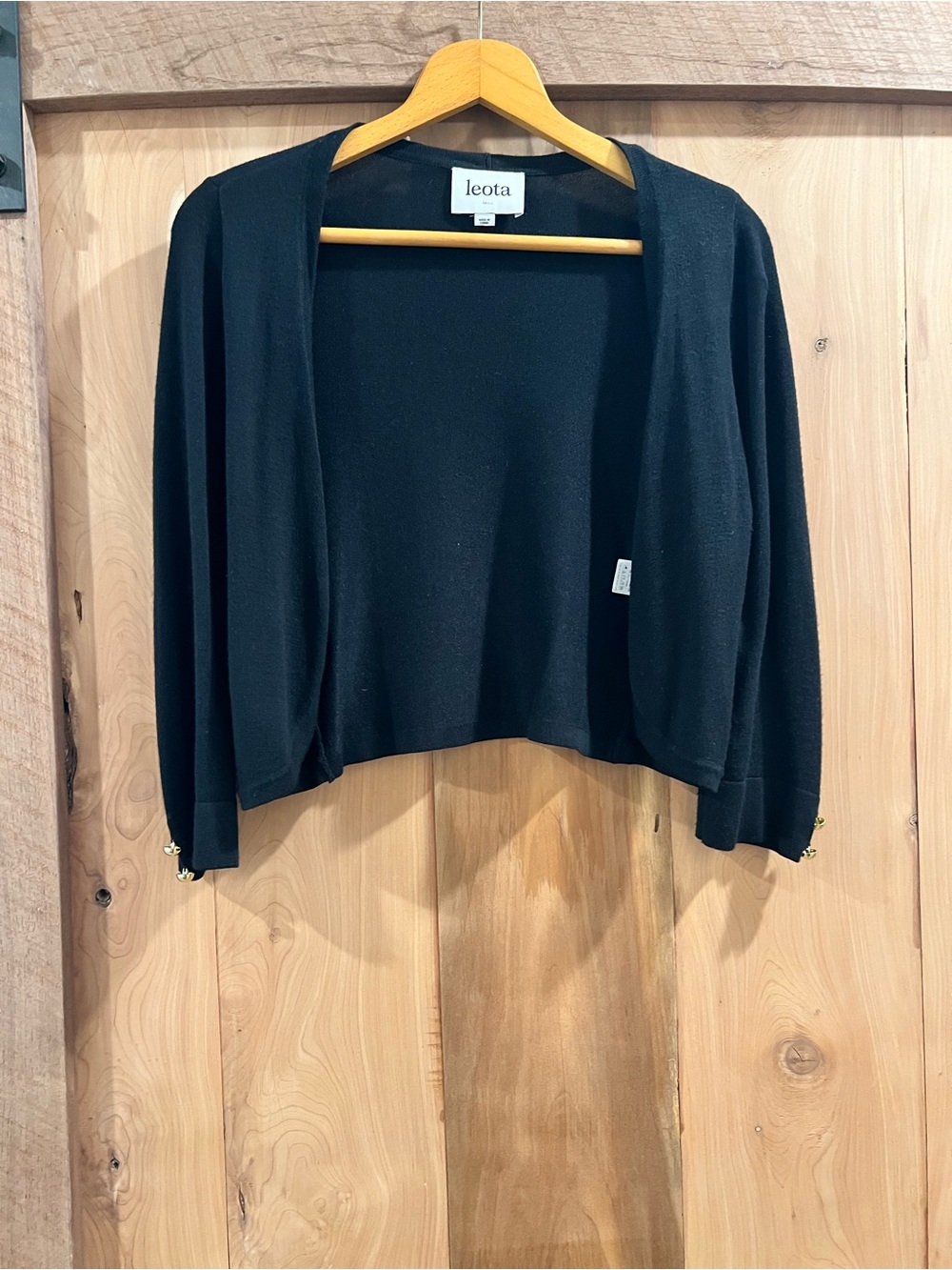 Leota Black Open-Front Bolero Cardigan